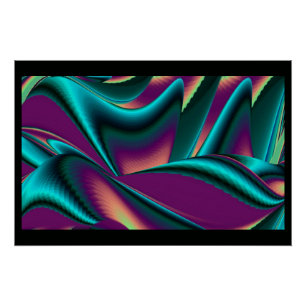 Póster Arte 3D Metálica Futurística Abstrato