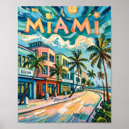 Poster Arte a motor oceânica de Miami na Viagem de estilo
