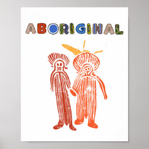 Poster arte aborígene símbolo de ídolo antigo petróglifo