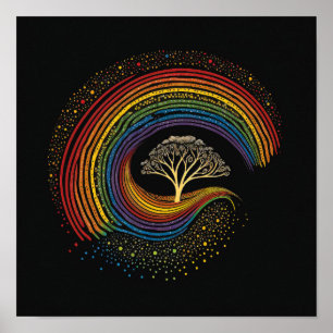 Poster Arte Aboriginal Inspirou Arco-Íris, pintura ponto
