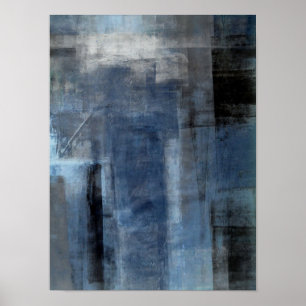 Póster Arte abstracta azul e cinzenta "desajeitada"