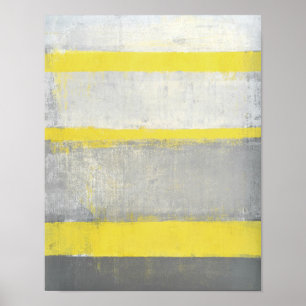 Póster Arte abstracta cinzenta e amarela "sujeitada"