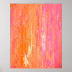 Póster Arte abstracta cor-de-rosa e alaranjada da