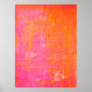 Póster Arte abstracta cor-de-rosa e alaranjada "esquerda