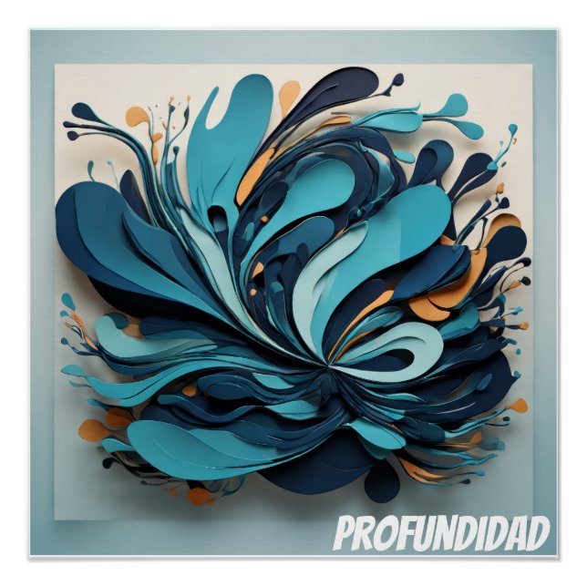 Póster Arte Abstracto Marino Profundidad Azul (Frente)