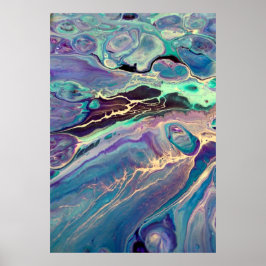 Poster Arte Abstrata Acrílica em Fluid Marble Violeta Ult