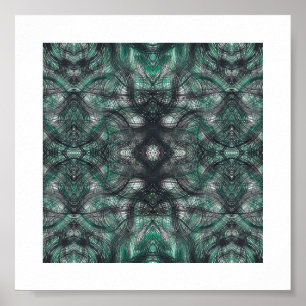 Poster Arte Abstrata Aquarela Verde Escuro Alturas