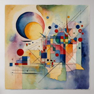 Poster Arte Abstrata Artística Elegante de Cores à Base d
