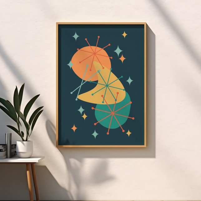 Poster Arte Abstrata Atômica do Meio do Século Retro (Criador carregado)
