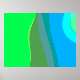 Poster Arte abstrata azul e verde Groovy 305