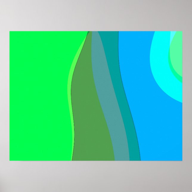 Poster Arte abstrata azul e verde Groovy 305 (Frente)