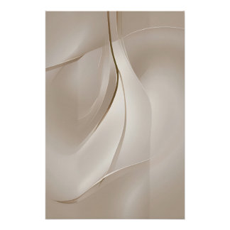 Póster Arte Abstrata Bege Contemporâneo
