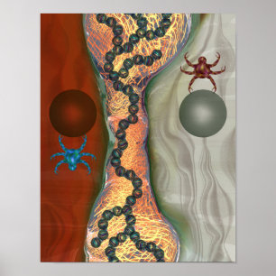 Poster Arte abstrata biológica de ficção científica com o