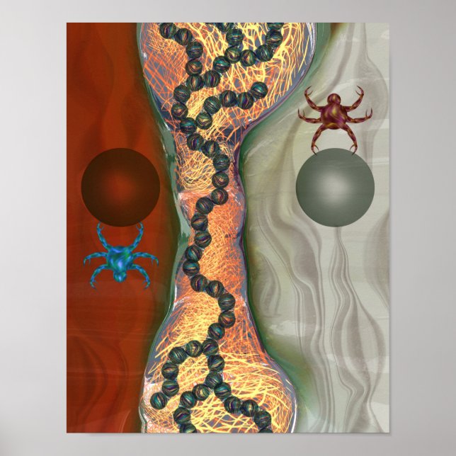 Poster Arte abstrata biológica de ficção científica com o (Frente)