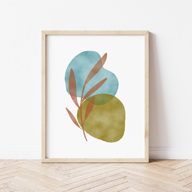 Poster Arte Abstrata Boho com Formas em Aquarela (Criador carregado)