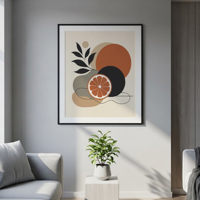 Poster Arte Abstrata Boho Moderna Laranja e Terracota (Criador carregado)