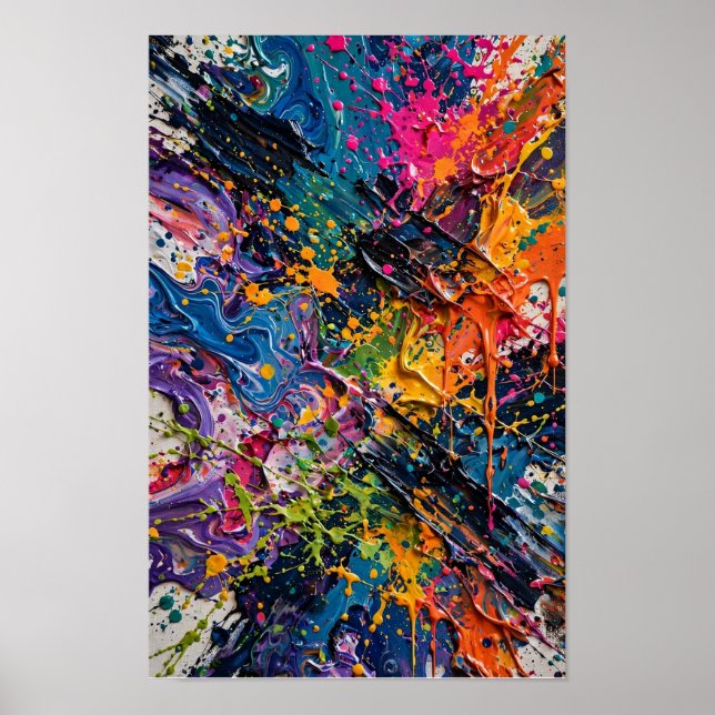 Poster Arte abstrata Caos Color Splash (Frente)