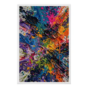 Póster Arte Abstrata Caos Colorido