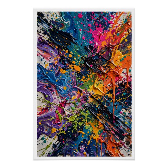 Póster Arte Abstrata Caos Colorido (Frente)