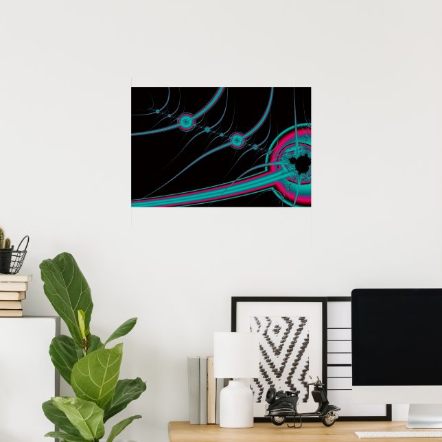 POSTER ARTE ABSTRATA CIBERNÉTICA DE NÊON (Escritório em casa)
