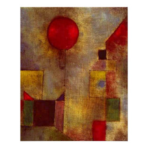 Póster Arte Abstrata Colorida Balão Vermelho Paul Klee 