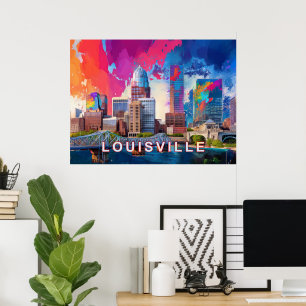 Poster Arte abstrata da pitoresca silhueta de Louisville