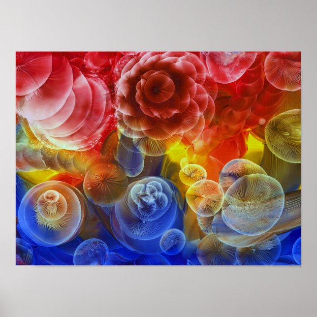 Poster Arte abstrata de bolha de arco-íris pintada à mão (Frente)