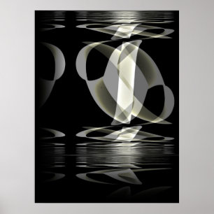 Poster Arte Abstrata de Cartaz Preto Branco Reflexão