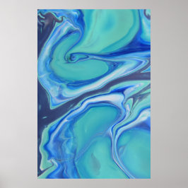 Poster Arte Abstrata de Fluidos Azul-Marinho com Redemoin