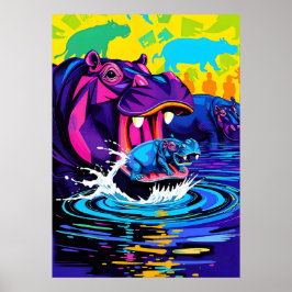 Poster Arte abstrata de hipopótamo