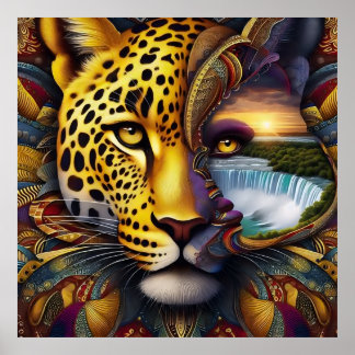 Poster Arte abstrata de leopardo