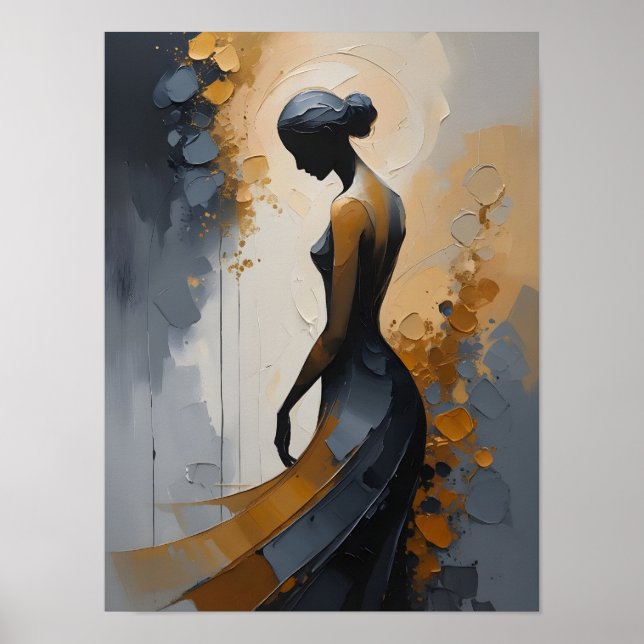 Poster Arte Abstrata de Mulher Elegante para Parede (Frente)