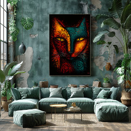 Poster Arte Abstrata de Oracle de Gato Primal – Expressio
