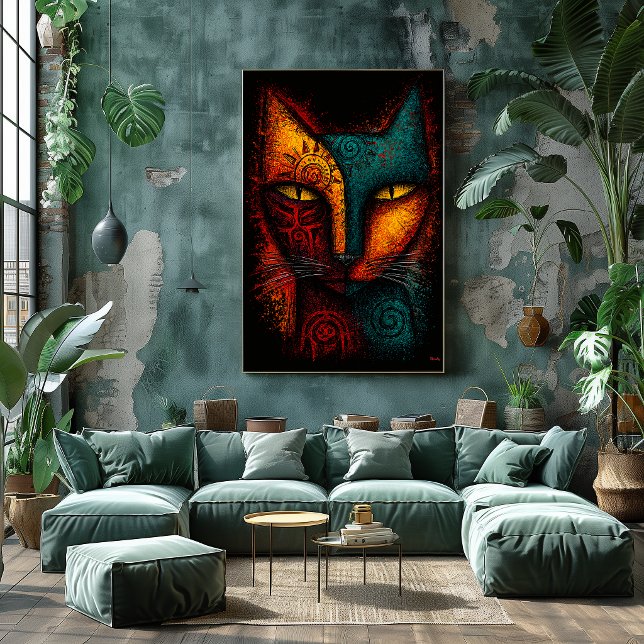 Poster Arte Abstrata de Oracle de Gato Primal – Expressio (Criador carregado)
