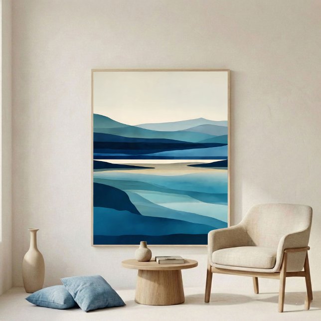 Poster Arte abstrata de parede da Bacia do Lago Azul (Criador carregado)