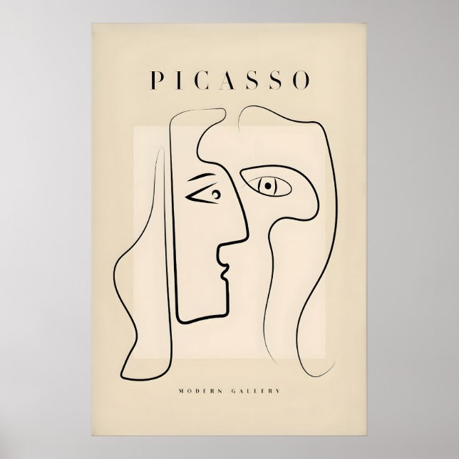 Poster Arte abstrata de perfis com dois rostos de Picasso (Frente)