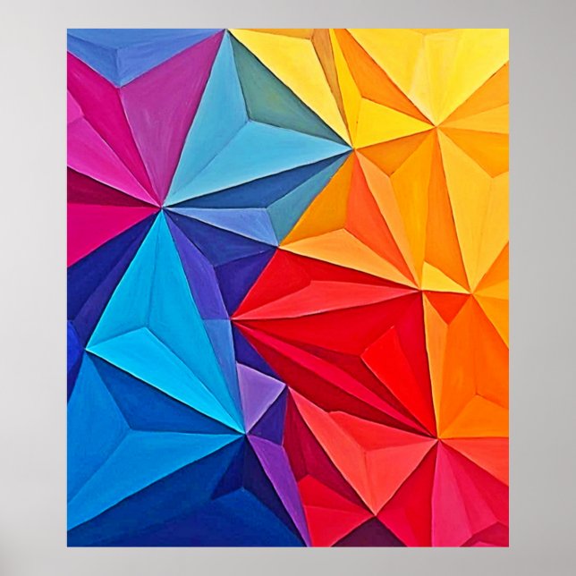 Poster Arte Abstrata de Prisma Geométrico Ousado (Frente)