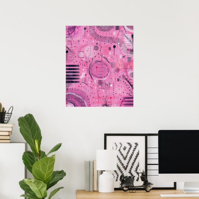 Poster Arte abstrata de sundae de morango (Escritório em casa)