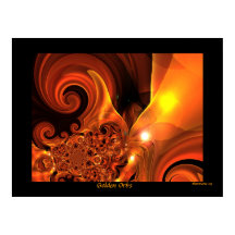 Arte abstrata digital pôster Orbes Dourados