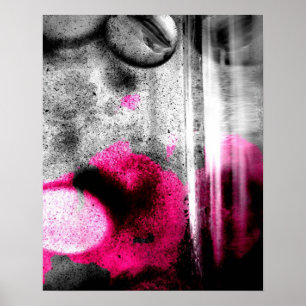 Póster Arte abstrata do fúcsia, a cinzenta e a preta da