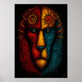 Poster Arte Abstrata do Rei Leão Primal – Expressionista