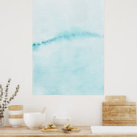 Arte abstrata em aquarela Azul Aquário Pastel Hori