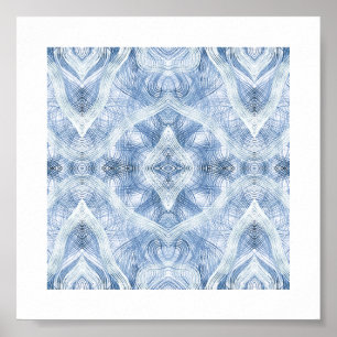 Poster Arte Abstrata em Aquarela Azul Sombra