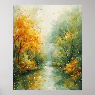 Poster Arte abstrata em aquarela de outono