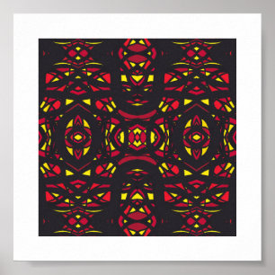 Poster Arte Abstrata em Gouache Laranja Amarelo Vermelho 