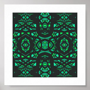 Poster Arte Abstrata em Gouache Verde Preto Ígneo