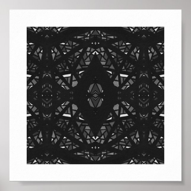 Poster Arte Abstrata em Gouche Preto e Branco Espectroscó (Frente)