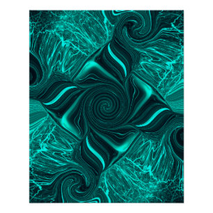 Póster Arte Abstrata em Mármore Líquido Turquesa