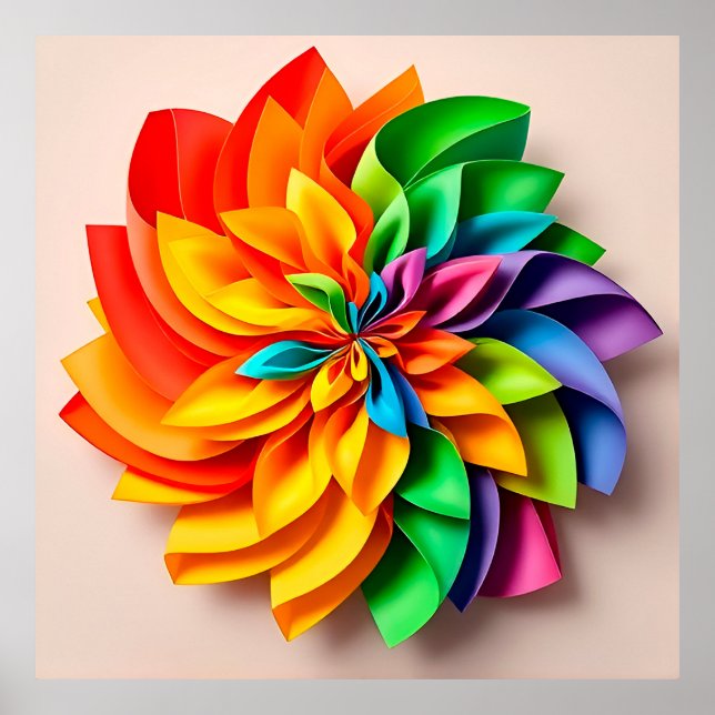 Poster Arte Abstrata em Papel Arco-Íris Vibrante (Frente)