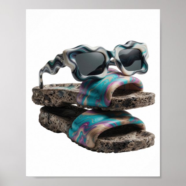 Poster Arte abstrata em prata brilhante Design v2 (Frente)